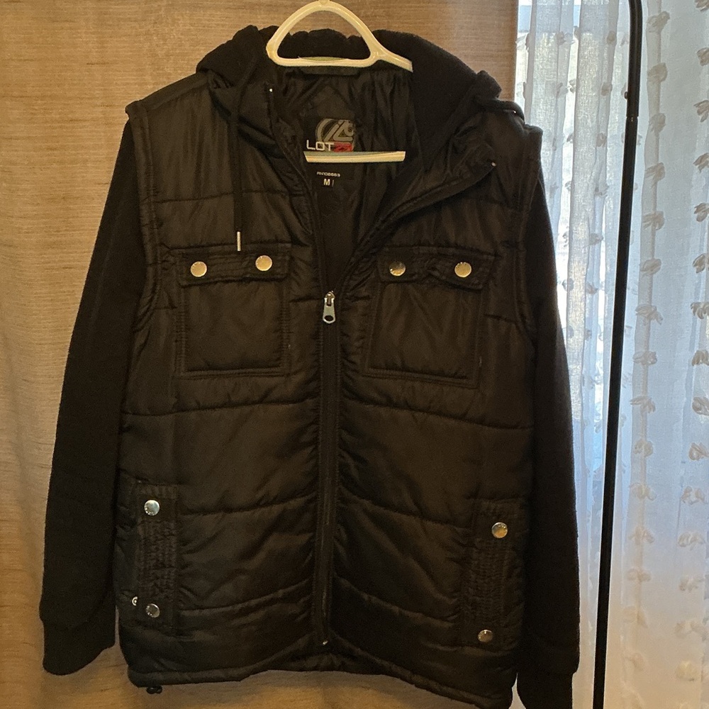 OTTO Men's Black Quilted Puffer Jacket with Hood
